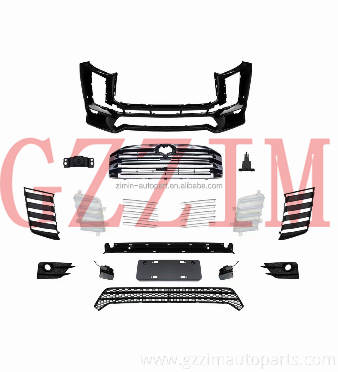 PLASTIC BODY PARTS CAR KITS GRILLE FRONT& REAR BUMPER FOR HIGHLANDER Change Into Pr*do